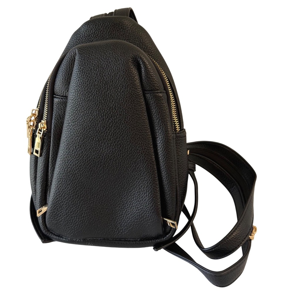 Jen & Co Ari Vegan Convertible Sling Bag Backpack Shoulder Carry Gold Hardware - Picture 2 of 9